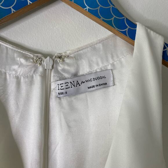 IEENA for MAC DUGGAL White Layered Tulle Chiffon Wedding Ball Gown Size 2 - Picture 5 of 16